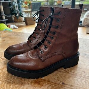 Classic Brown Leather Combat Boots